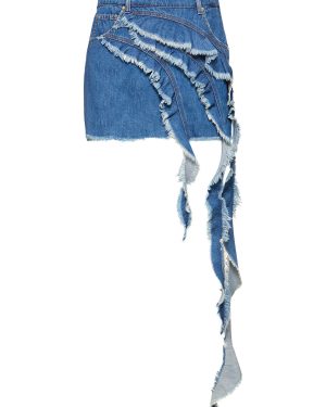 Denim Mini Skirt W/ Ruches