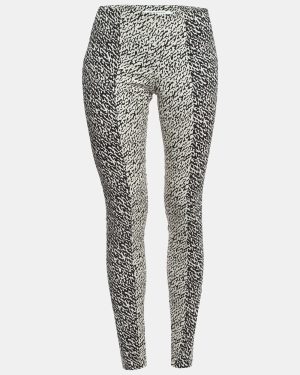 Diane Von Furstenberg Black/White Abstract Print Cotton Blend Skinny Pants S