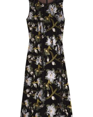 Diane Von Furstenberg Coral Sequin-embellished Velvet Midi Dress - Black - 10 (UK14 / L)