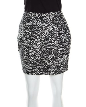 Diane Von Furstenberg Monochrome Printed Cotton Clyde Mini Skirt S