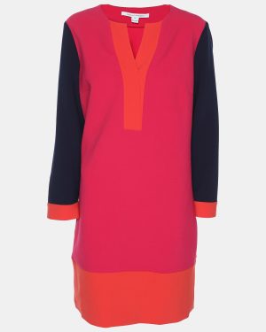 Diane Von Furstenberg Pink Colorblock Crepe Shift Dress L