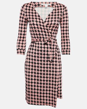 Diane Von Furstenberg Red Printed Jersey New Julian Wrap Dress S