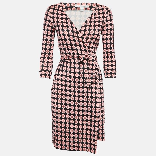 Diane Von Furstenberg Red Printed Jersey New Julian Wrap Dress S