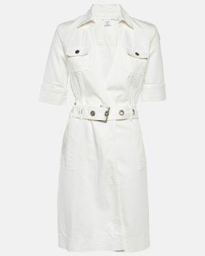 Diane Von Furstenberg White Denim Mead Wrap Dress M
