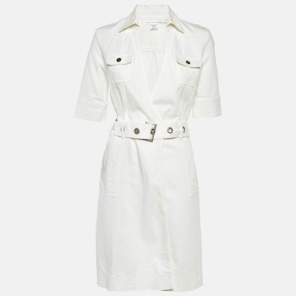 Diane Von Furstenberg White Denim Mead Wrap Dress M
