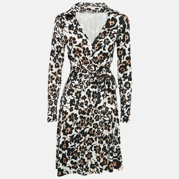 Diane Von Furstenberg White Floral Print Wrap Dress M