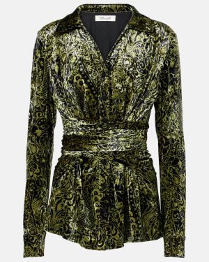Diane von Furstenberg Lagarde printed velvet wrap top