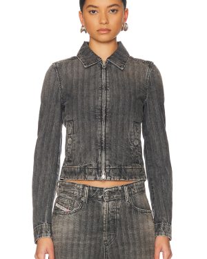 Diesel Cropped Denim Jacket in Charcoal - Charcoal. Size L (also in M, S, XS).