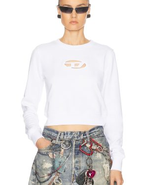 Diesel Cropped Sweatshirt in White - White. Size S (also in XS).