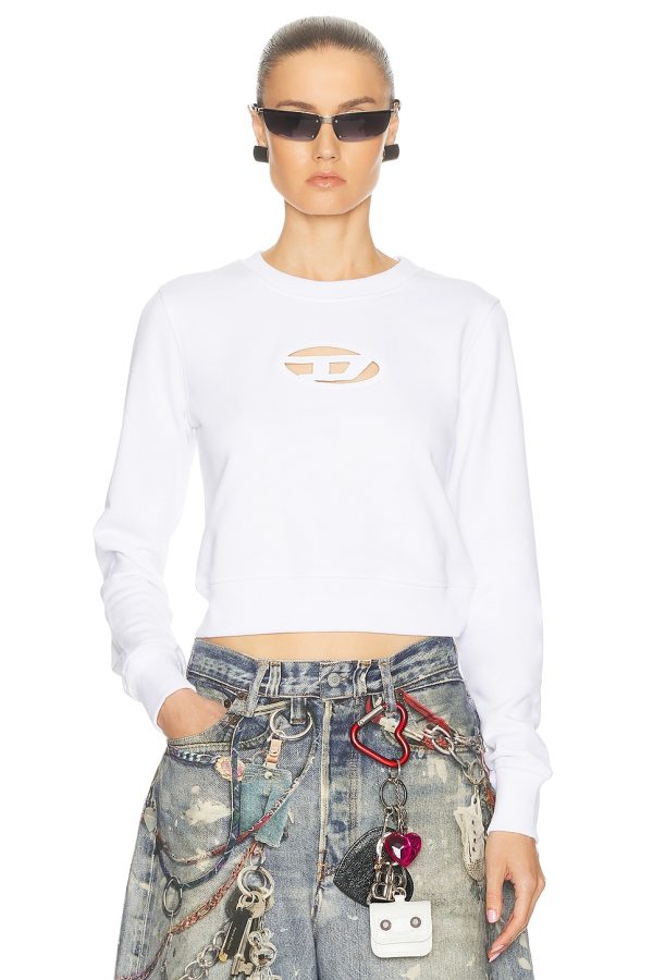 Diesel Cropped Sweatshirt in White - White. Size S (also in XS).