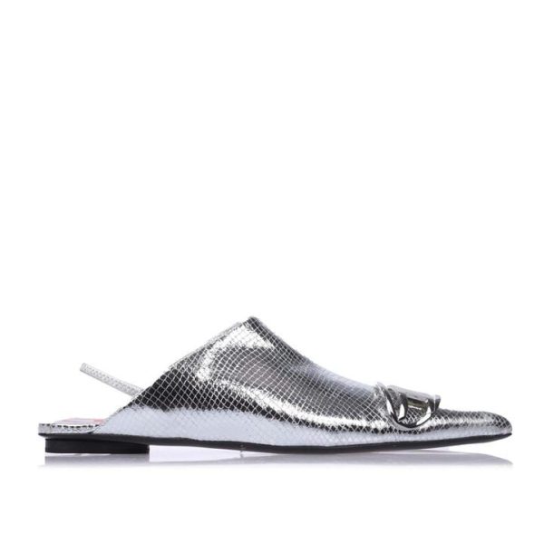 Diesel D-Venus Slingback Mules - Silver