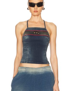 Diesel Halter Neck Tank Top in Dark Blue - Blue. Size L (also in M, S, XS).