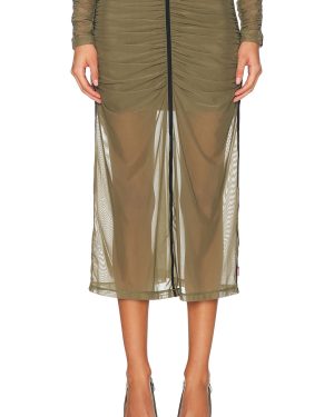 Diesel High Waisted Midi Skirt in Green - Green. Size L (also in M, S, XS).