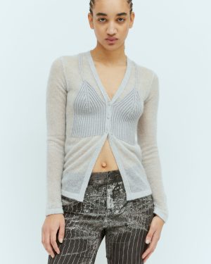 Diesel M-arina Lightweight Knit Cardigan - Woman Tops Grey M