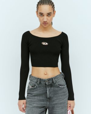 Diesel M-vera-ls Knit Crop Top - Woman Tops Black L