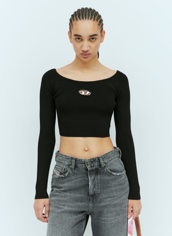 Diesel M-vera-ls Knit Crop Top - Woman Tops Black L