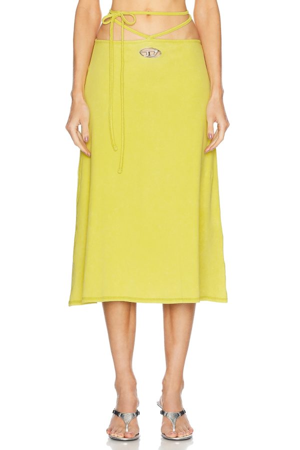 Diesel Tie Waist Midi Skirt in Umber - Yellow. Size M (also in XS).