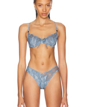 Diesel x SAVAGE FENTY by RIHANNA Balconette Bra in Blue - Red. Size 34A (also in 34D).