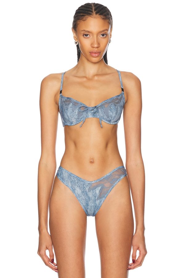 Diesel x SAVAGE FENTY by RIHANNA Balconette Bra in Blue - Red. Size 34A (also in 34D).