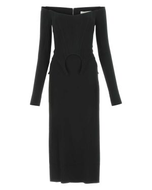 Dion Lee Black Crepe Lady Off-the-shoulder Dress