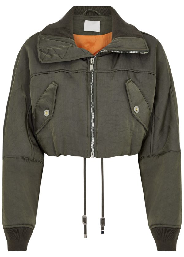 Dion Lee Cropped Nylon Bomber Jacket - Khaki - 8 (UK8 / S)