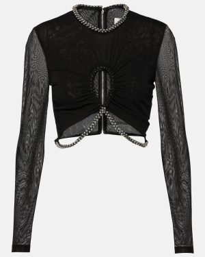 Dion Lee Embellished cutout jersey crop top