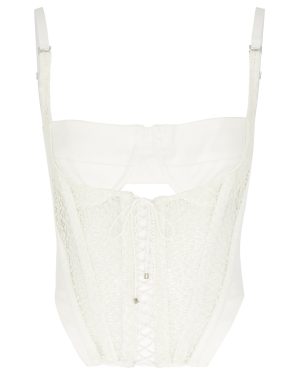 Dion Lee Lace-panelled Stretch-cotton Corset top - Ivory - 6