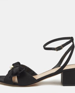 Dior Black Canvas Pear Embellished Ankle Strap Sandals Size 41