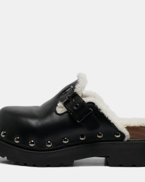 Dior Black Leather Diorquake Clogs Size 36