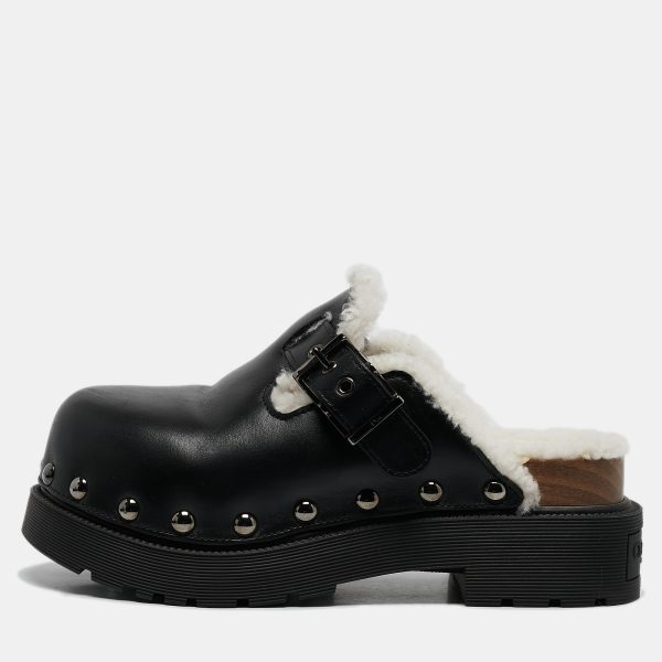 Dior Black Leather Diorquake Clogs Size 36