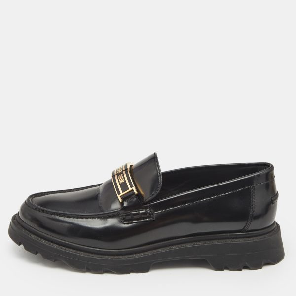 Dior Black Patent Leather Code Loafers Size 39.5