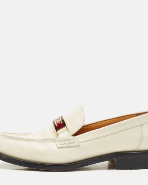 Dior Off White Brushed Leather Dior Code Slip On Loafers Size 41