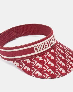 Dior Red Oblique Jacquard Canvas Visor Cap (56 cm)