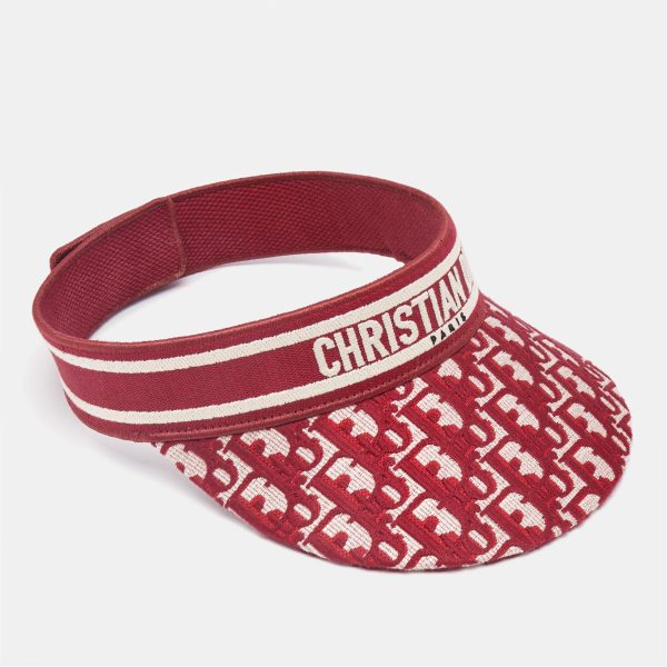 Dior Red Oblique Jacquard Canvas Visor Cap (56 cm)