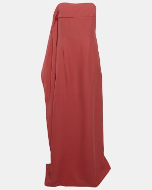 Dior Red Silk Blend Strapless Corset Dress M
