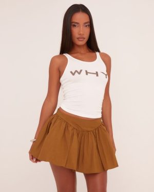 Dipped Waist Pleated Poplin Mini Skirt In Khaki Green, Women's Size UK 6