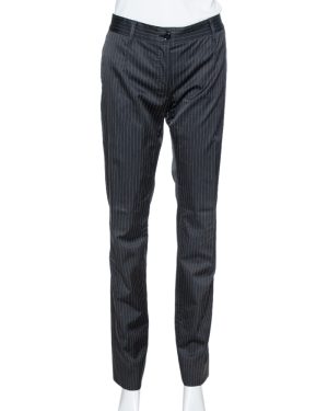 Dolce & Gabbana Black Pinstriped Cotton Tailored Pants M