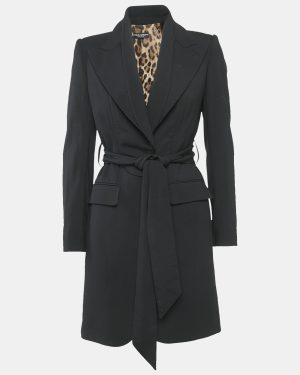 Dolce & Gabbana Black Wool Single Breasted Trench Coat XS