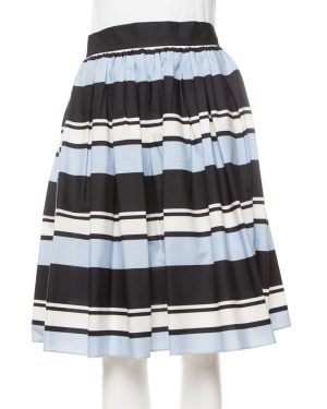 Dolce & Gabbana Blue Striped Cotton Flared Mini Skirt M