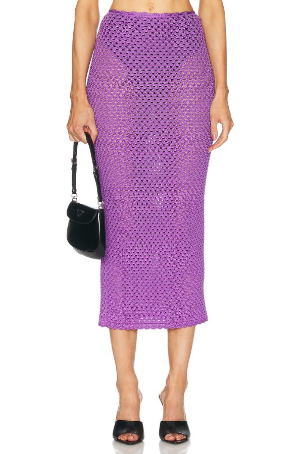 Dolce & Gabbana Crochet Midi Skirt in Purple - Purple. Size 36 (also in 38, 40).