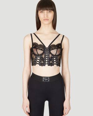 Dolce & Gabbana Floral Lace Bralette Top - Woman Tops Black 2