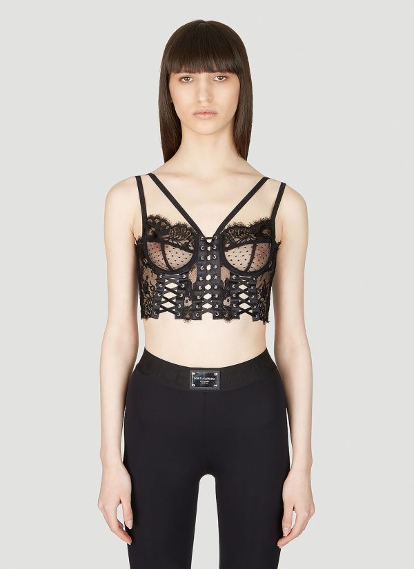 Dolce & Gabbana Floral Lace Bralette Top - Woman Tops Black 2