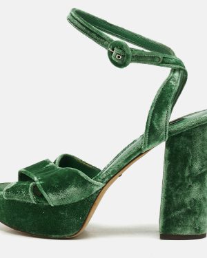 Dolce & Gabbana Green Velvet Keira Platform Sandals Size 39