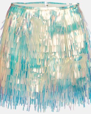 Dolce & Gabbana Iridescent Synthetic Fringed Mini Skirt M