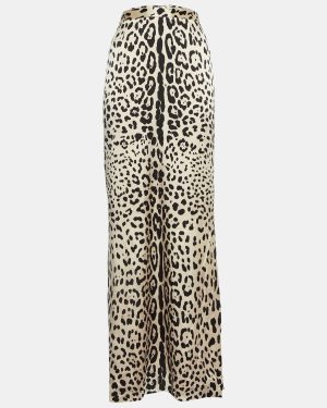 Dolce & Gabbana Leopard Print Silk Satin Maxi Skirt L