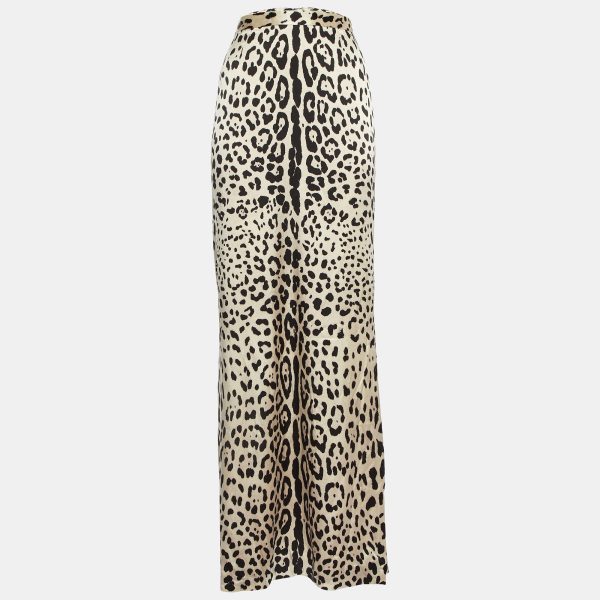 Dolce & Gabbana Leopard Print Silk Satin Maxi Skirt L