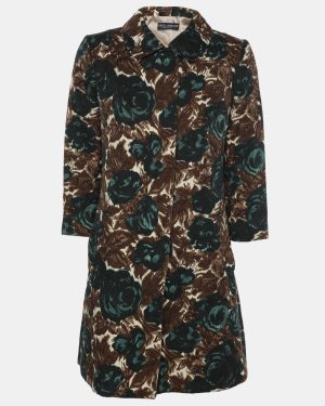 Dolce & Gabbana Multicolor Floral Print Cotton Trench Coat S