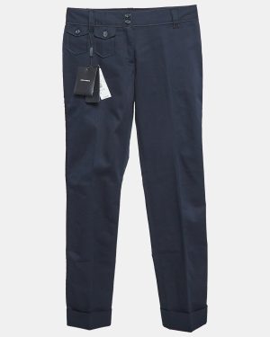Dolce & Gabbana Navy Blue Gabardine Cropped Trousers S