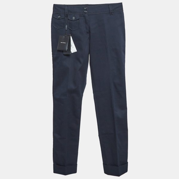 Dolce & Gabbana Navy Blue Gabardine Cropped Trousers S