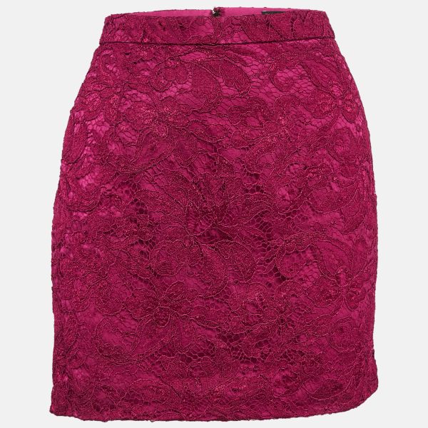 Dolce & Gabbana Pink Lace Mini Skirt M